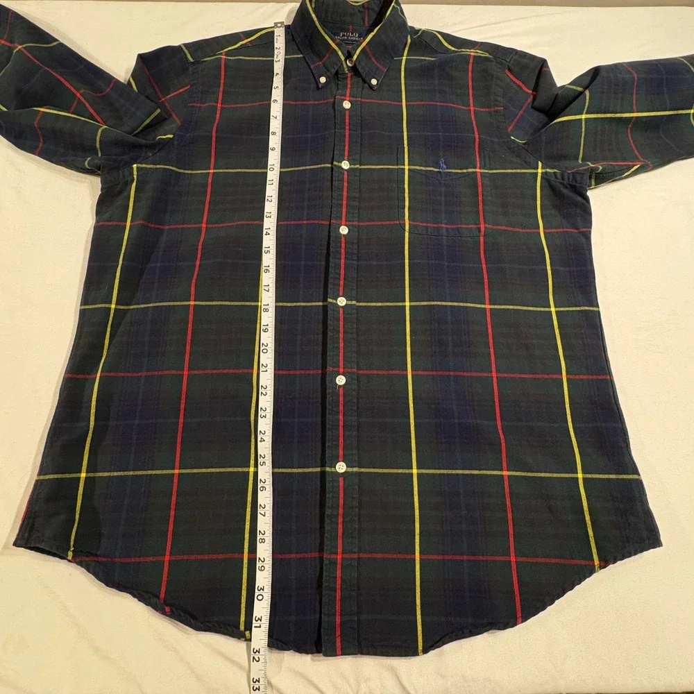 Polo‎ Ralph Lauren Button Down Shirt Mens XL Navy Green Plaid Classic Fit Cotton